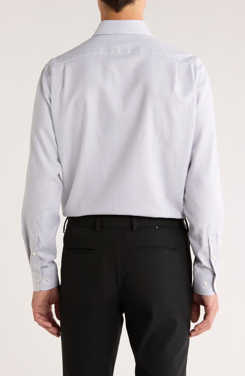 Nordstrom Traditional Fit Microcheck Premium Non-Iron Cotton Dobby Dress Shirt, Alternate, color, Blue- Brown Link Grid