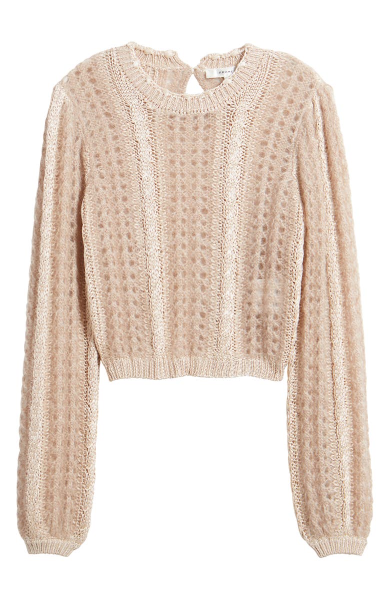 FRAME Cable Mix Crewneck Sweater, Alternate, color, Blush Multi