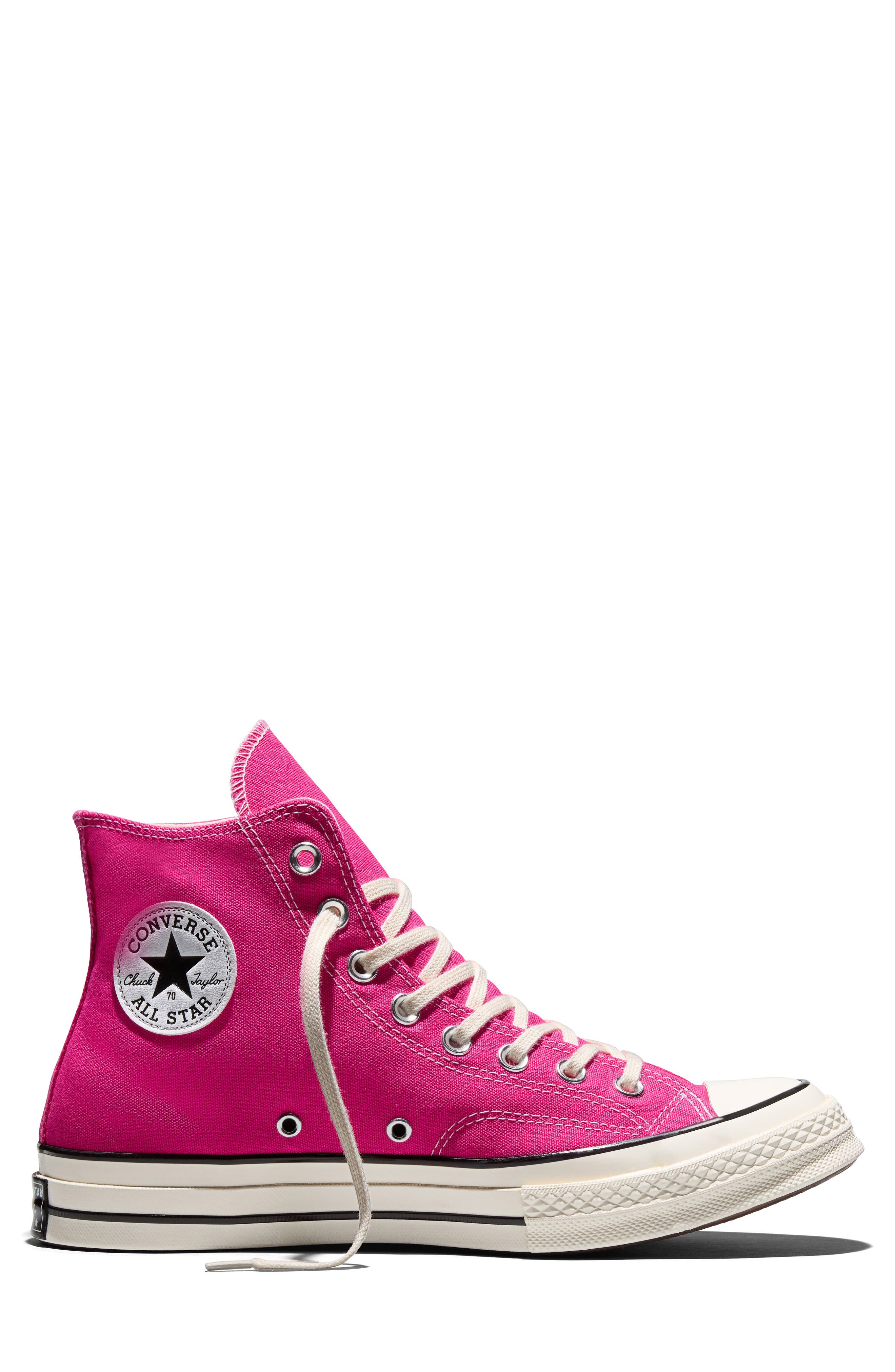 Chuck 70 High Top Sneaker, Alternate, color, ROUGH RASPBERRY/ EGRET/ BLACK