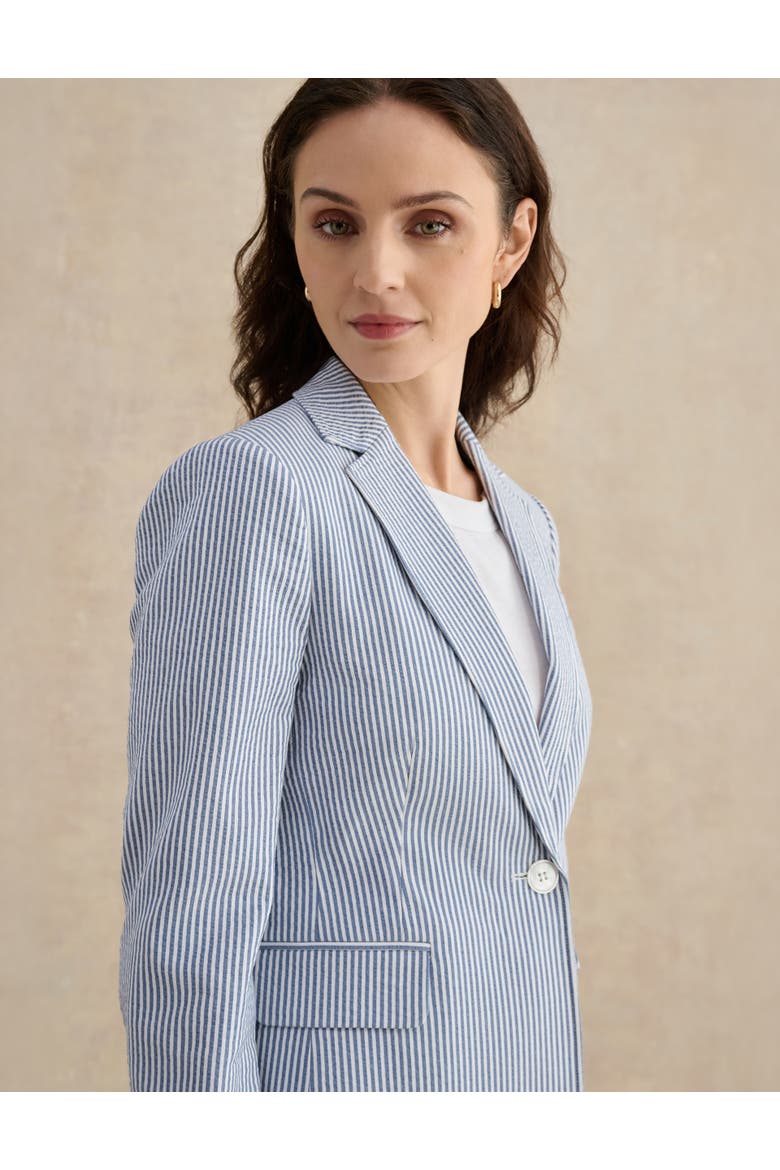 Blake Structured Single-Button Blazer, Alternate, color, Blue White