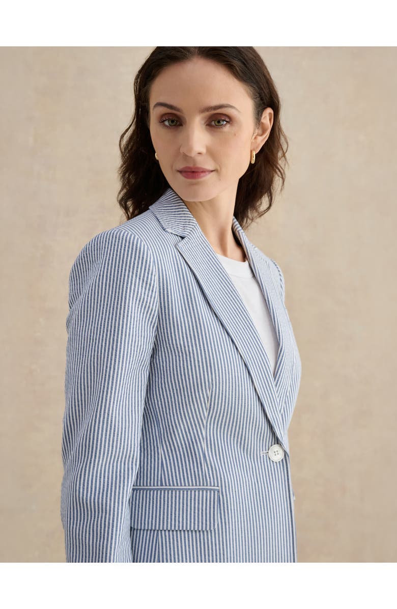 HOBBS LONDON Blake Structured Single-Button Blazer, Alternate, color, Blue White