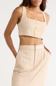 L'AGENCE Maylin Pinstripe Linen Blend Bralette Crop Top