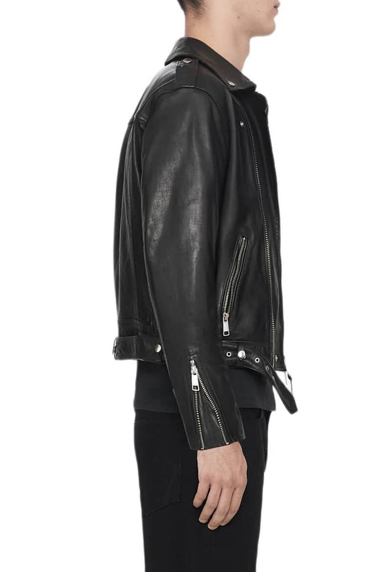 Neo Leather Biker Jacket, Alternate, color, BLACK