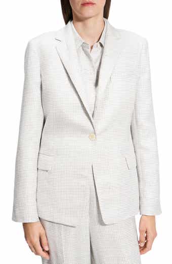 Theory B.Mel Houndstooth Check Slim Fit Linen Blend Blazer