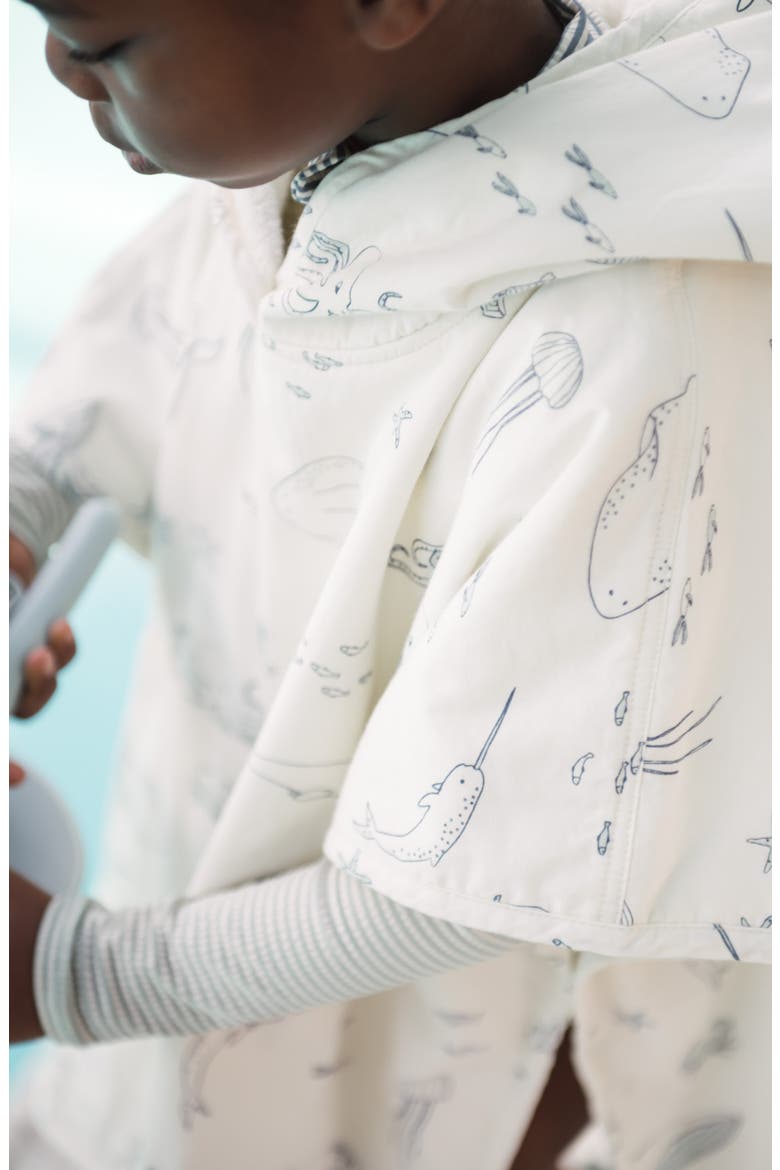 Organic Cotton Hooded Towel Poncho, Alternate, color, LIFE AQUATIC