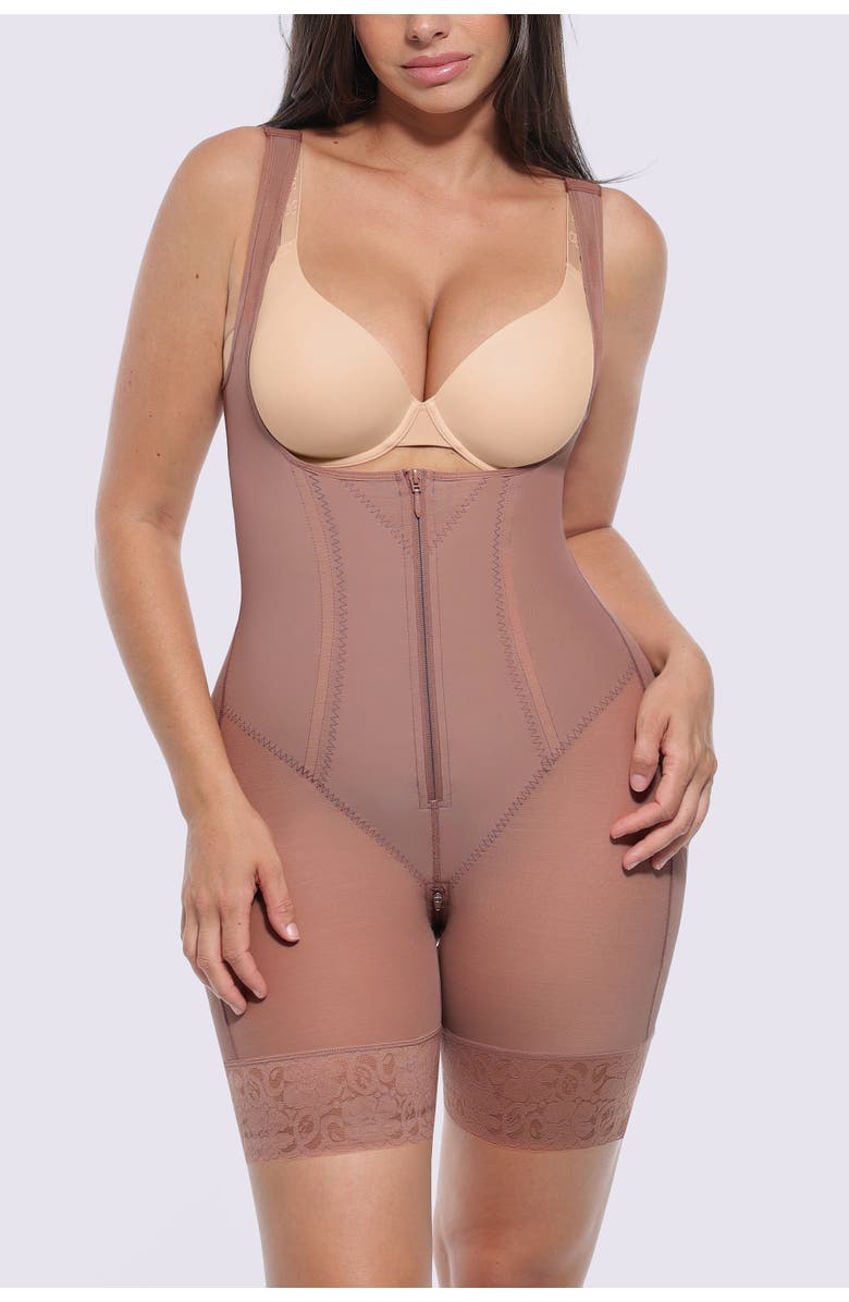 Shapellx BOOT-YEAH AirSlim<sup>®</sup> Open Bust Tummy Control Bodysuit, Alternate, color, Bronze