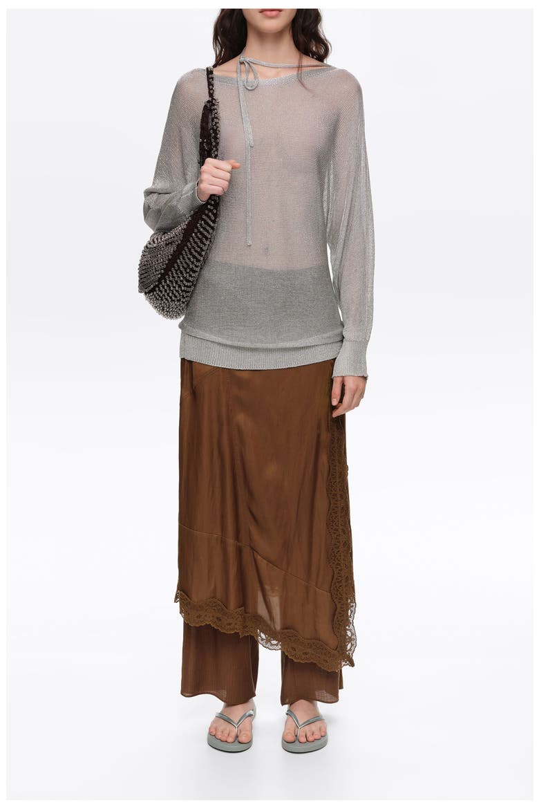 Crossover Ties Sweater, Main, color, SILVER