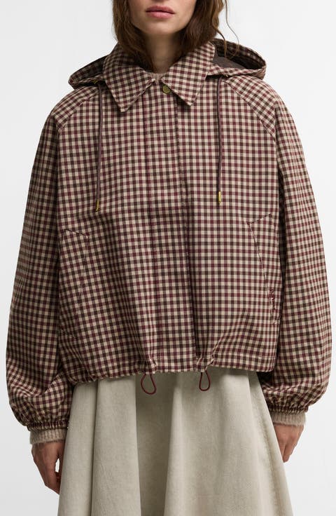 Audrey Check Showerproof Hooded Bomber Jacket