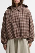 Barbour Audrey Check Showerproof Hooded Bomber Jacket