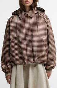 Barbour Audrey Check Showerproof Hooded Bomber Jacket
