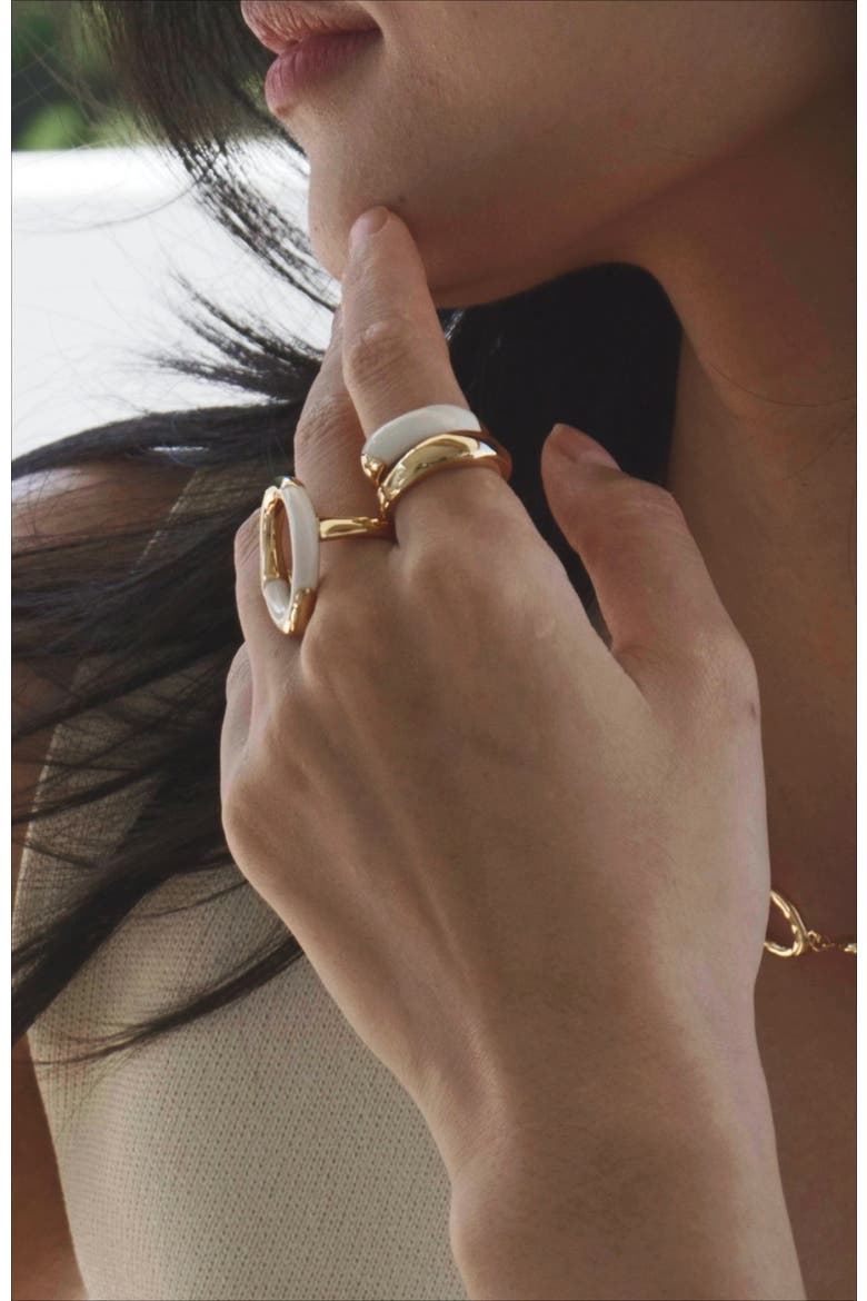 Time Ripples Round Ring, Alternate, color, White & Gold