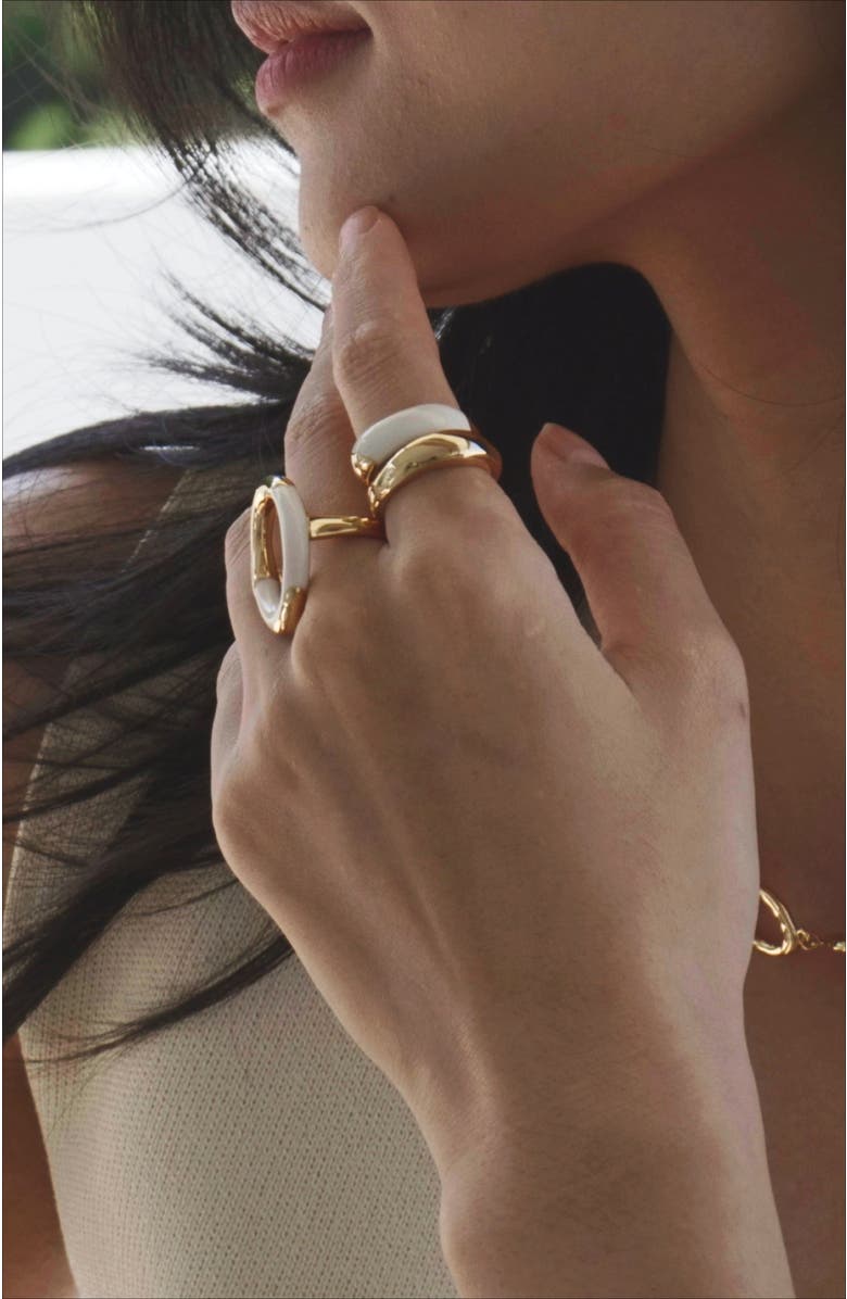 RC RETRO CHIC Time Ripples Round Ring, Alternate, color, White & Gold