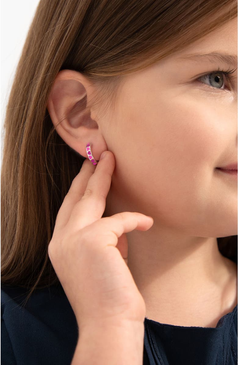 In Season Jewelry Enamel Hearts Girls Huggie Hoops, Alternate, color, Pink