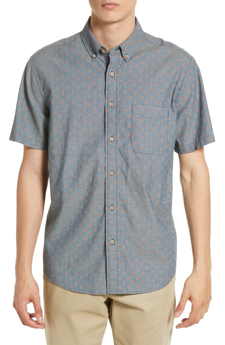 Faherty Playa Short Sleeve Button-Down Shirt, Main, color,