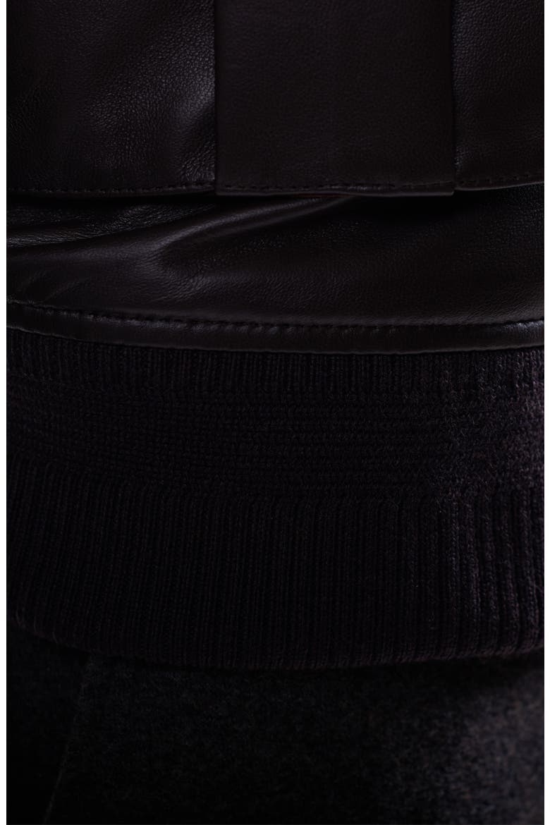 Leather Bomber Jacket with Removable Genuine Shearling Collar, Alternate, color, TRUFFLE