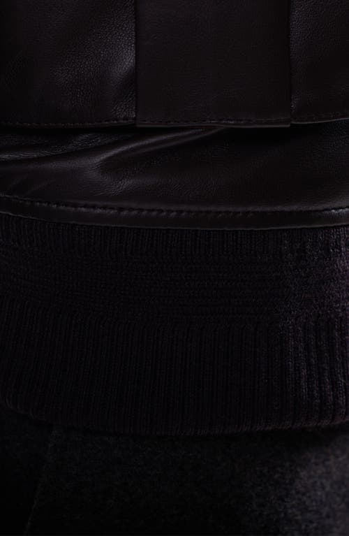 Bugatchi Leather Bomber Jacket With Removable Genuine Shearling Collar In Brown