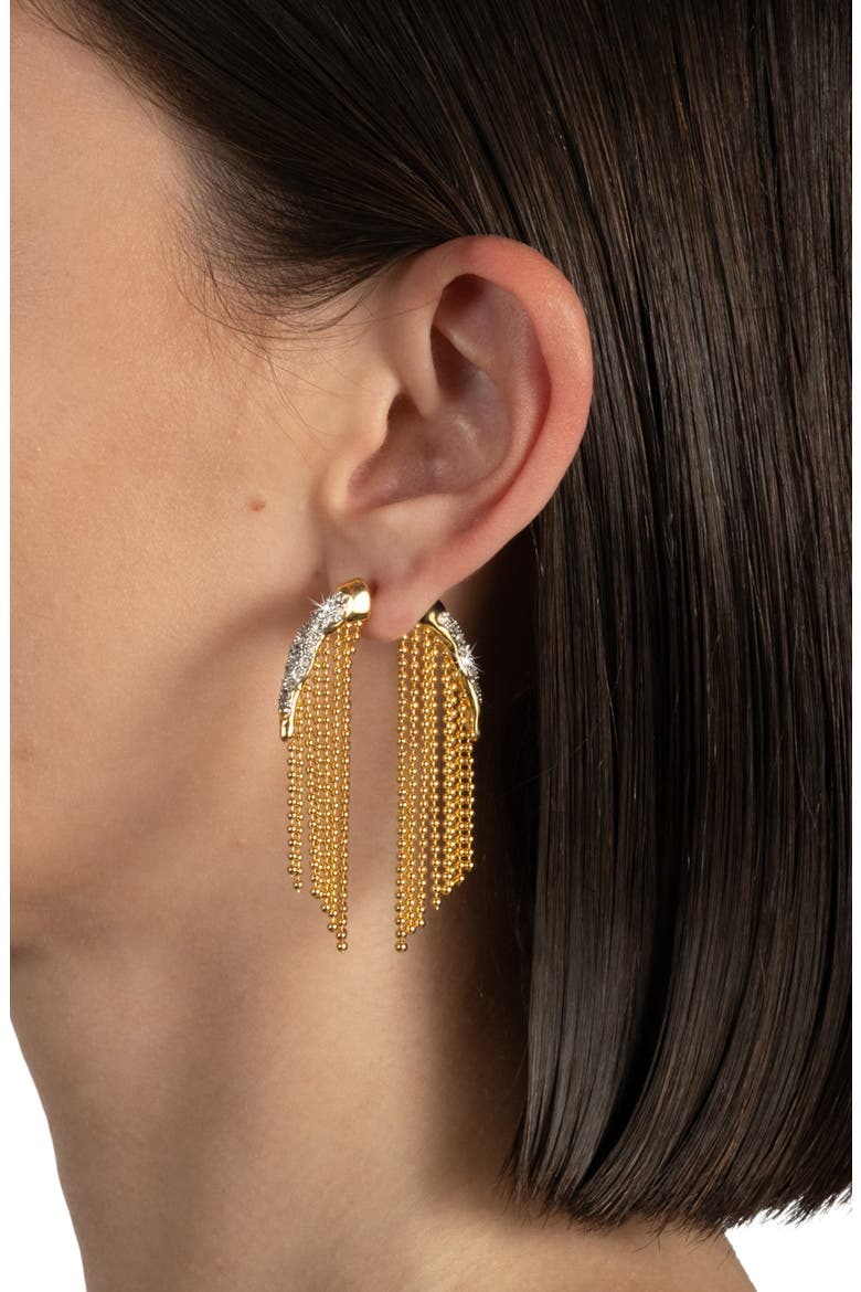 Solanales Crystal Pavé Fringe Front/Back Earrings, Alternate, color, CRYSTALS