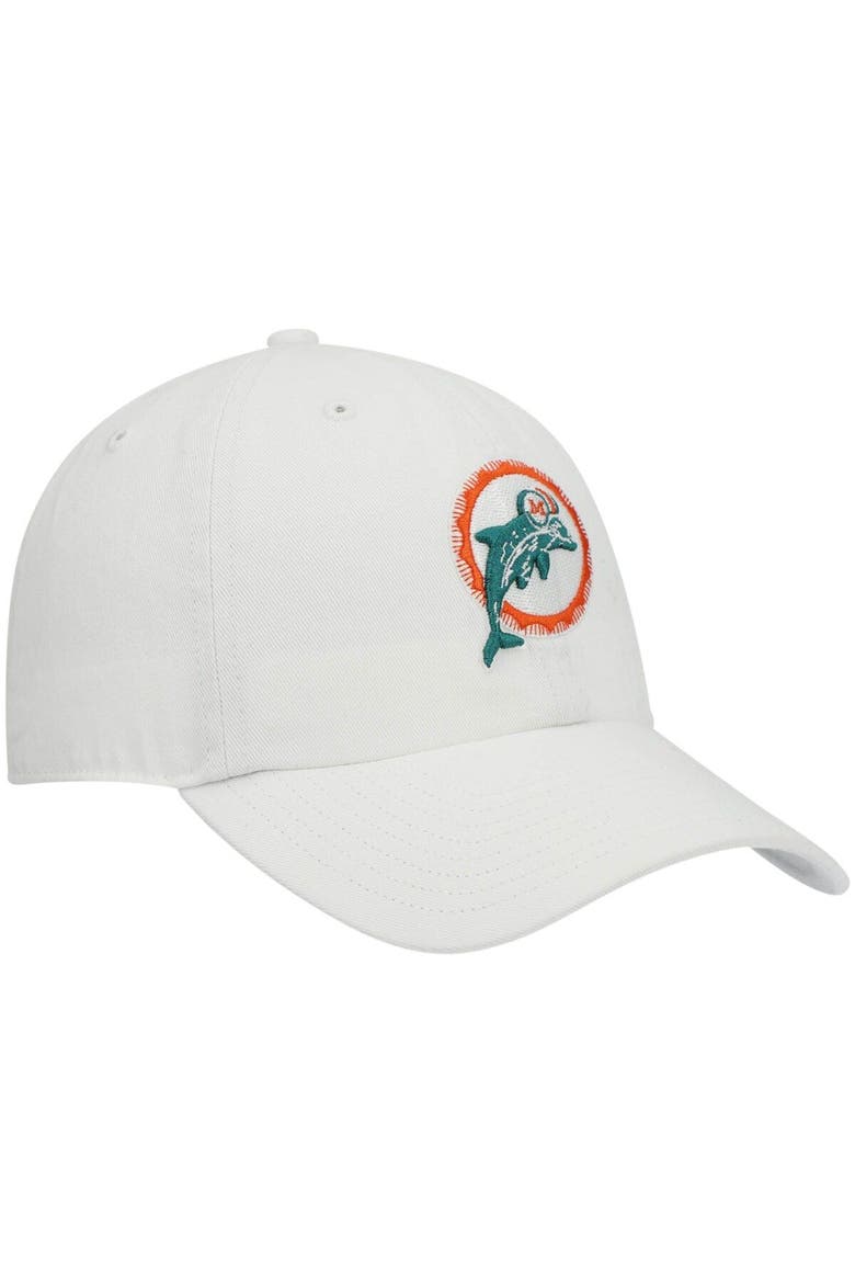 Men's '47 White Miami Dolphins Clean Up Legacy Adjustable Hat, Alternate, color, White