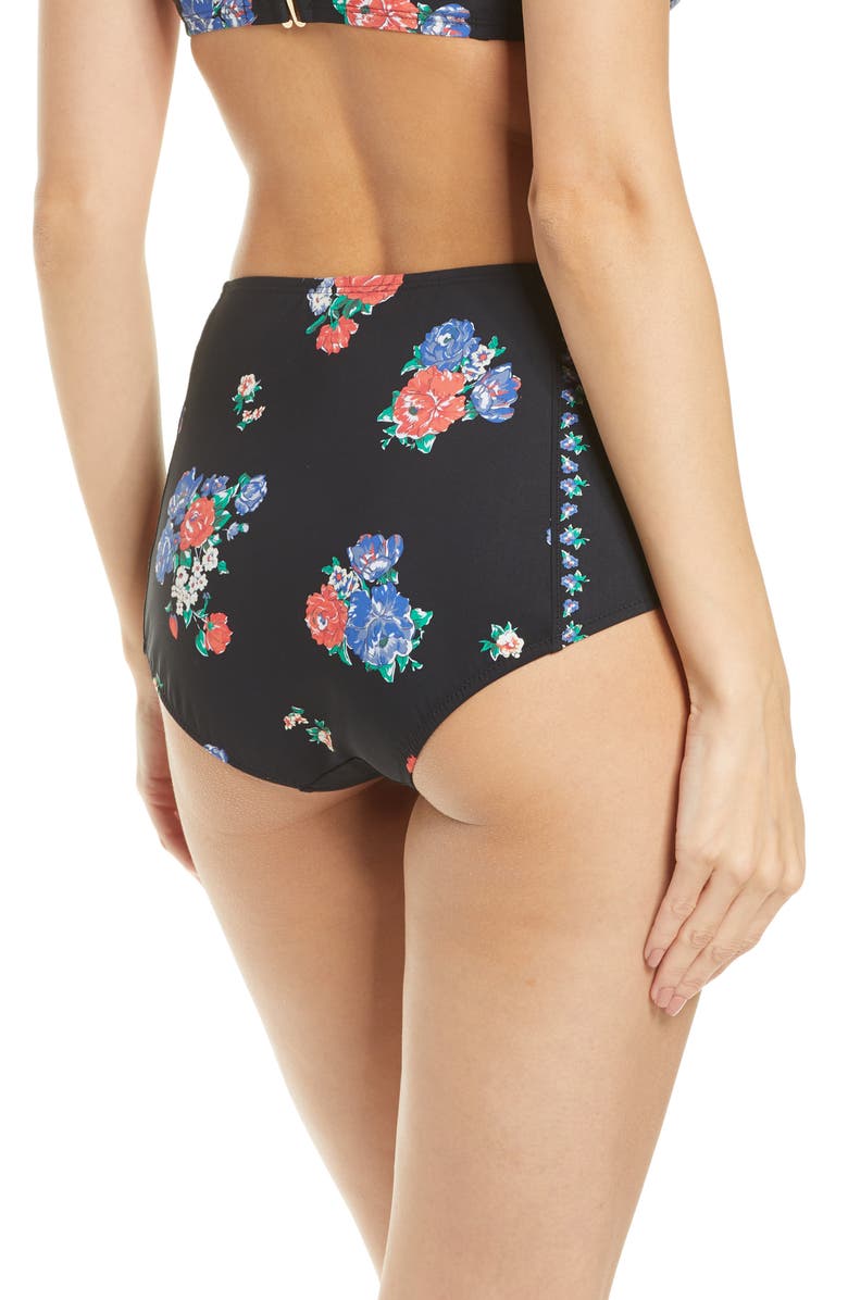 Tory Burch High Waist Floral Bikini Bottoms, Alternate, color, 