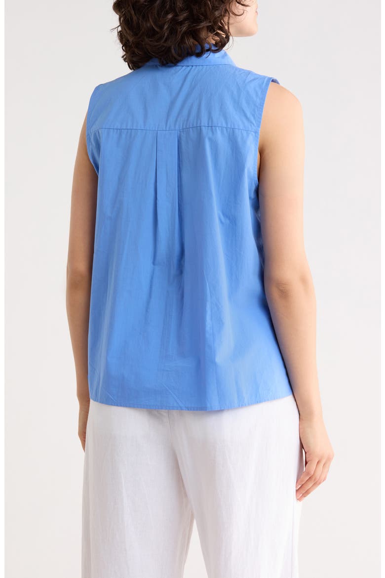 Sleeveless Organic Cotton Button-Up Shirt, Alternate, color, ULTRAMARINE