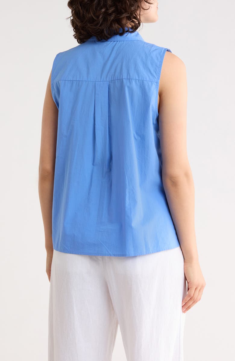 Eileen Fisher Sleeveless Organic Cotton Button-Up Shirt, Alternate, color, Ultramarine