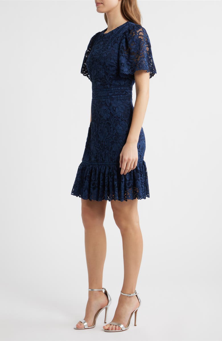 Sam Edelman Lace Embroidered Flounce Hem Dress, Alternate, color, Navy