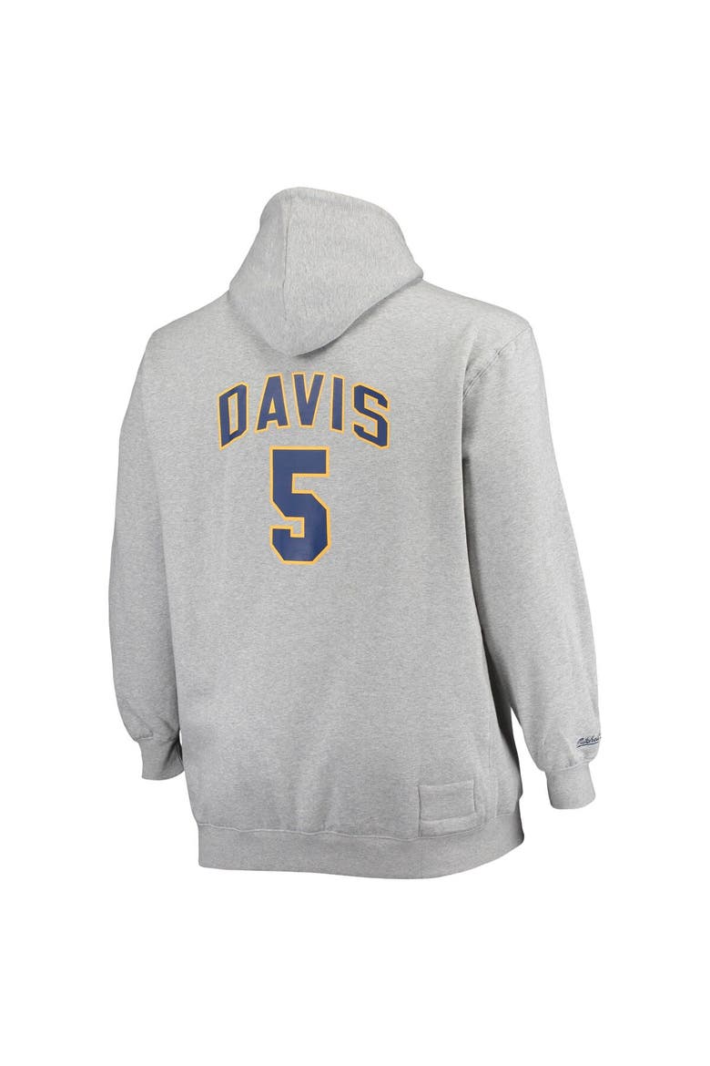 Men's Mitchell & Ness Baron Davis Heathered Gray Golden State Warriors Big & Tall Name & Number Pullover Hoodie, Alternate, color, Heather Gray