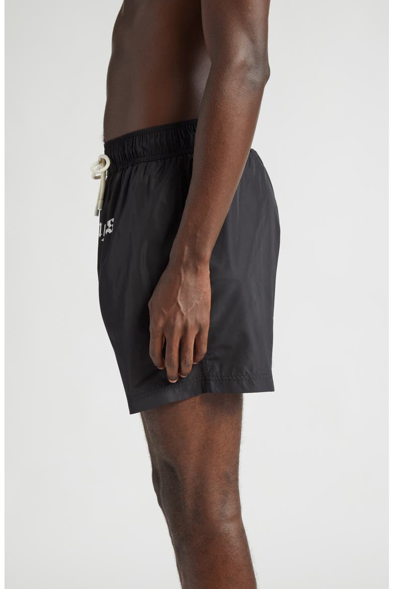 Classic Logo Swim Trunks, Alternate, color, BLACK WHITE