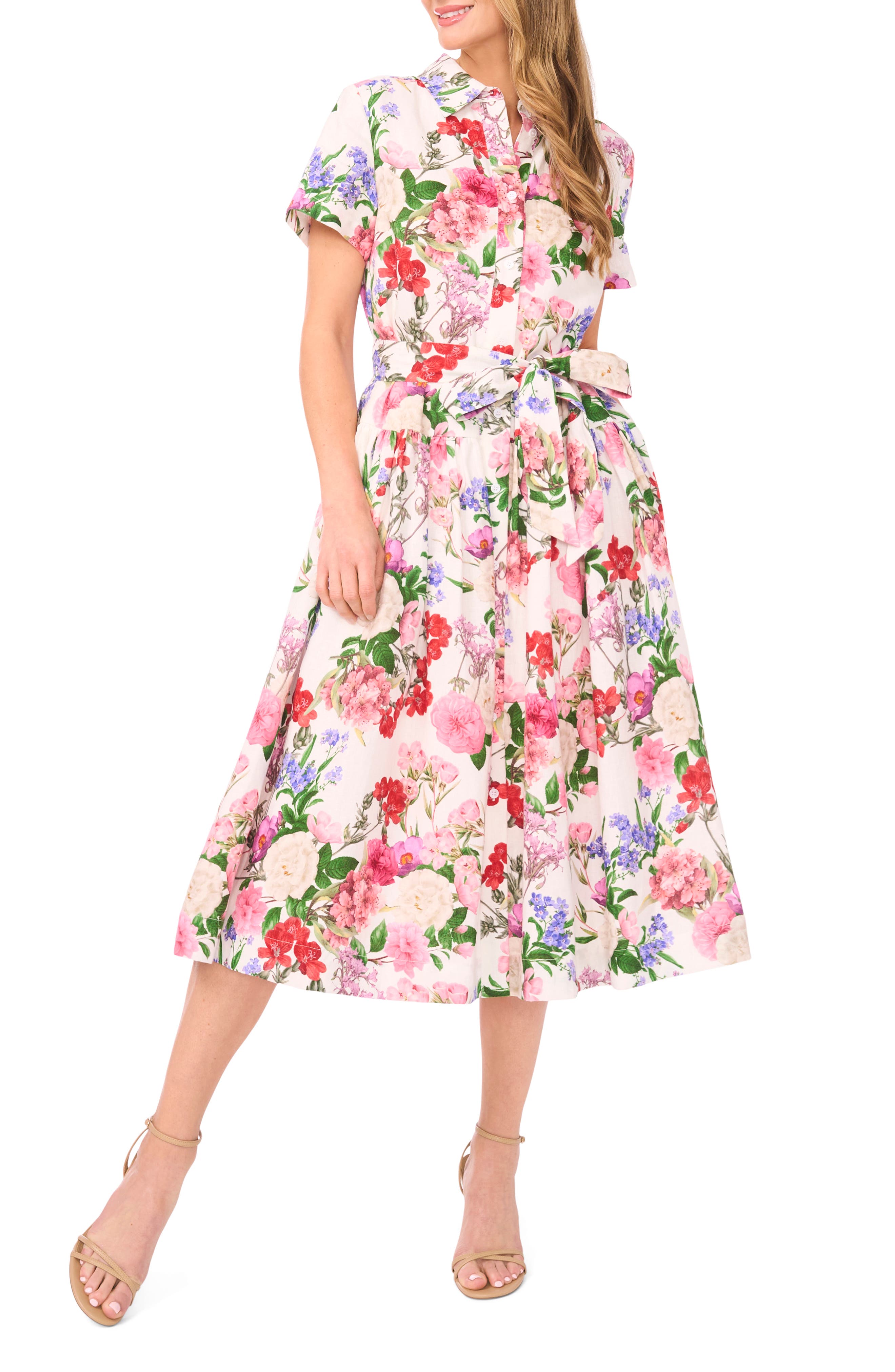 charlie floral pleated midi dress Charlie Pleated Floral Midi Dress by Clea