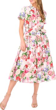 Ted Baker Charlie Floral Linen Midi Shirtdress