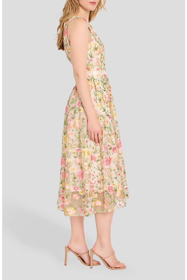 Embroidered Sleeveless Midi Dress, Alternate, color, BUTTERCUP MULTI