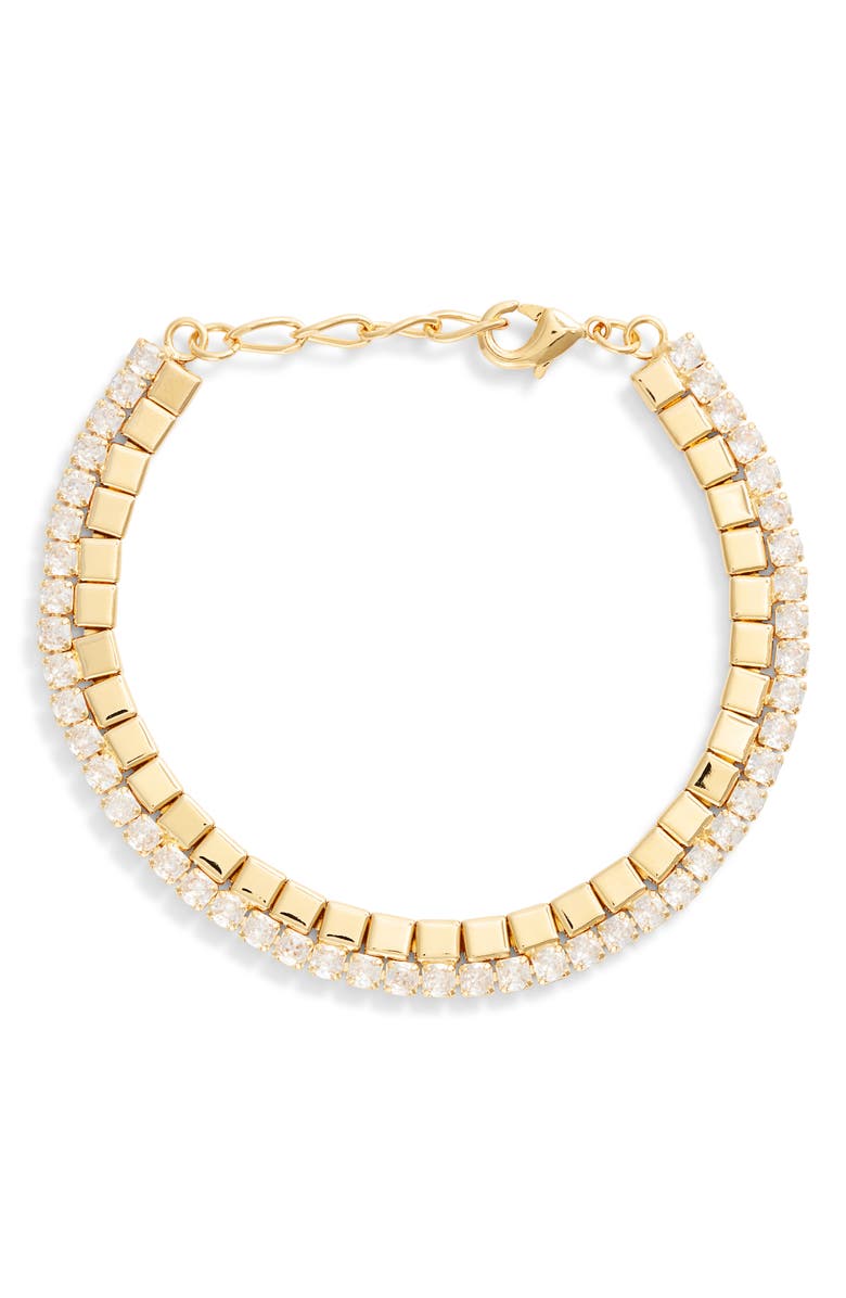 Nordstrom Cubic Zirconia Tile Bracelet, Main, color, Clear- Gold