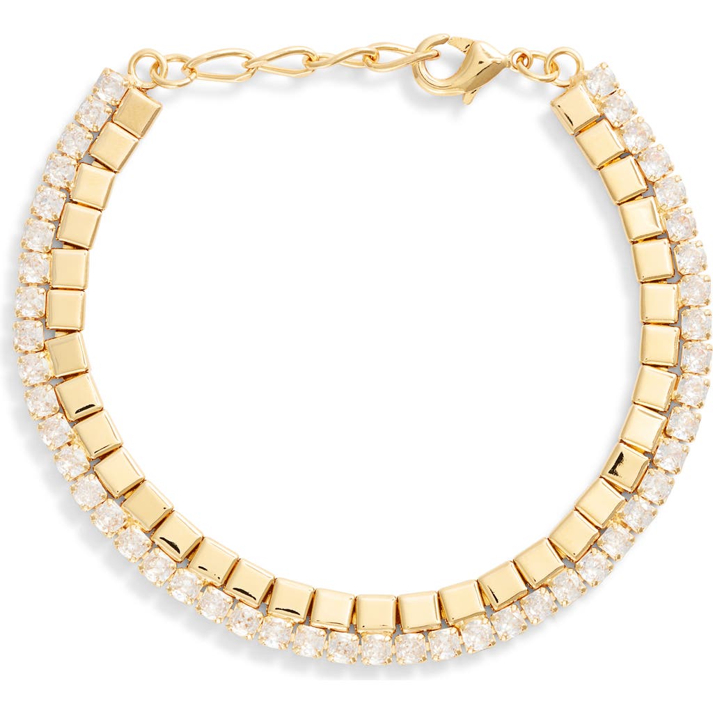 Shop Nordstrom Cubic Zirconia Tile Bracelet In Clear- Gold