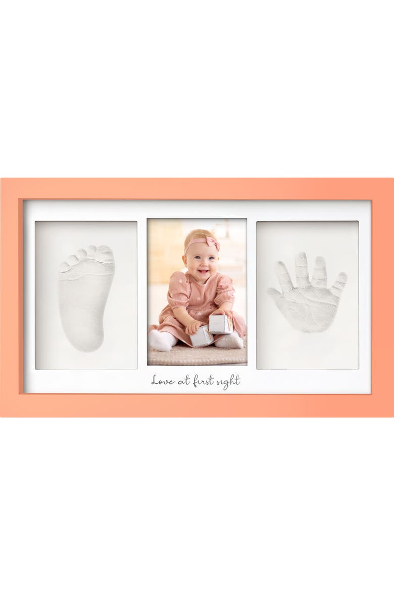 Baby Handprint & Footprint Keepsake Duo Frame, Main, color, Salmon