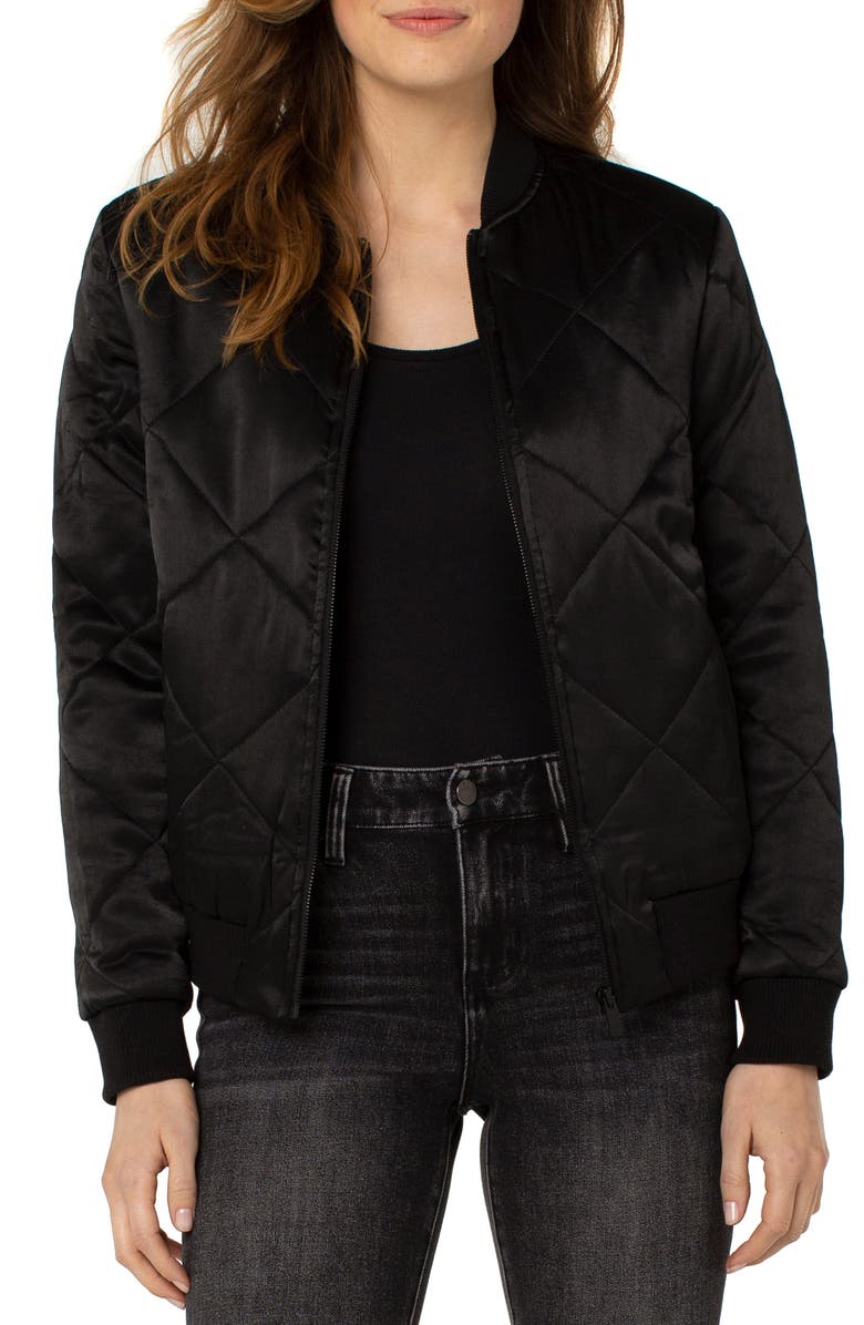 Liverpool Los Angeles x Living in Yellow Quilted Satin Bomber Jacket, Main, color,