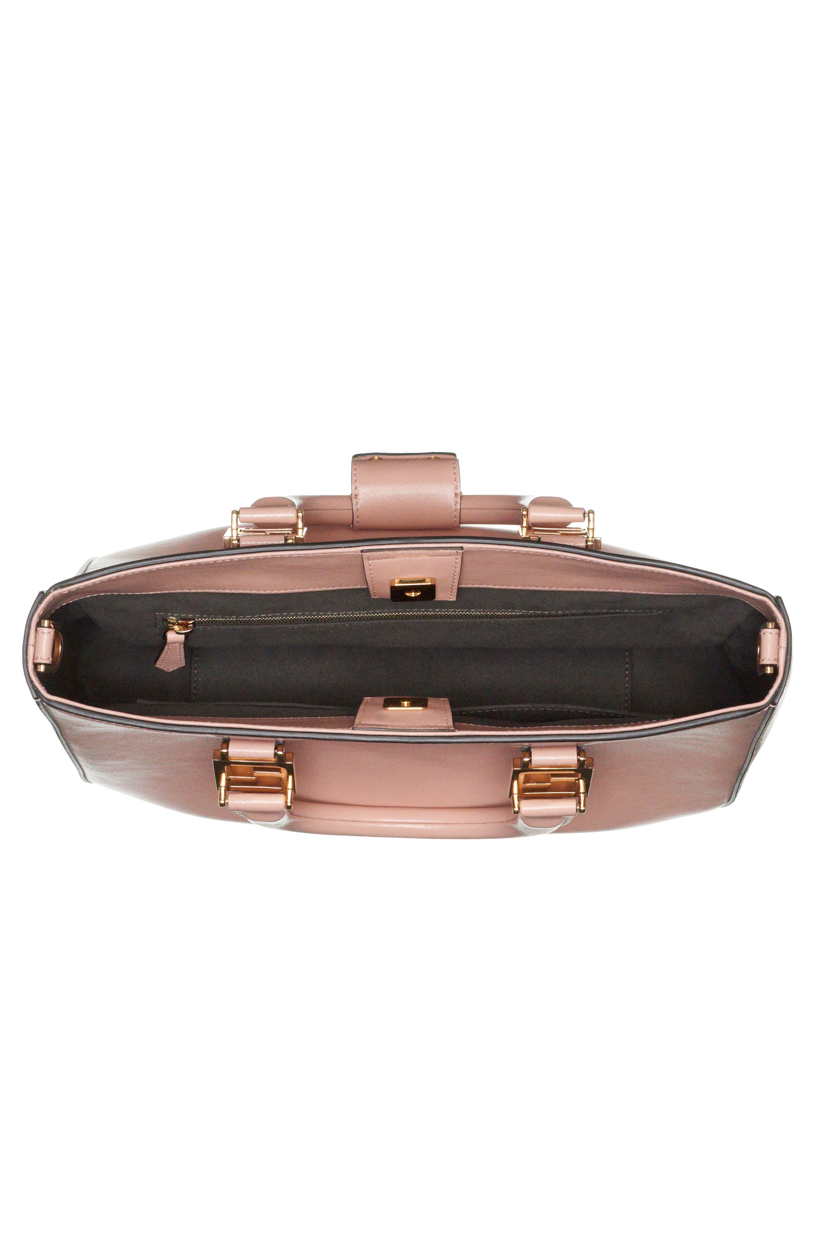 Small Glacier Top Handle Leather Tote, Alternate, color, ROSA BOURBON/ SOFT GOLD