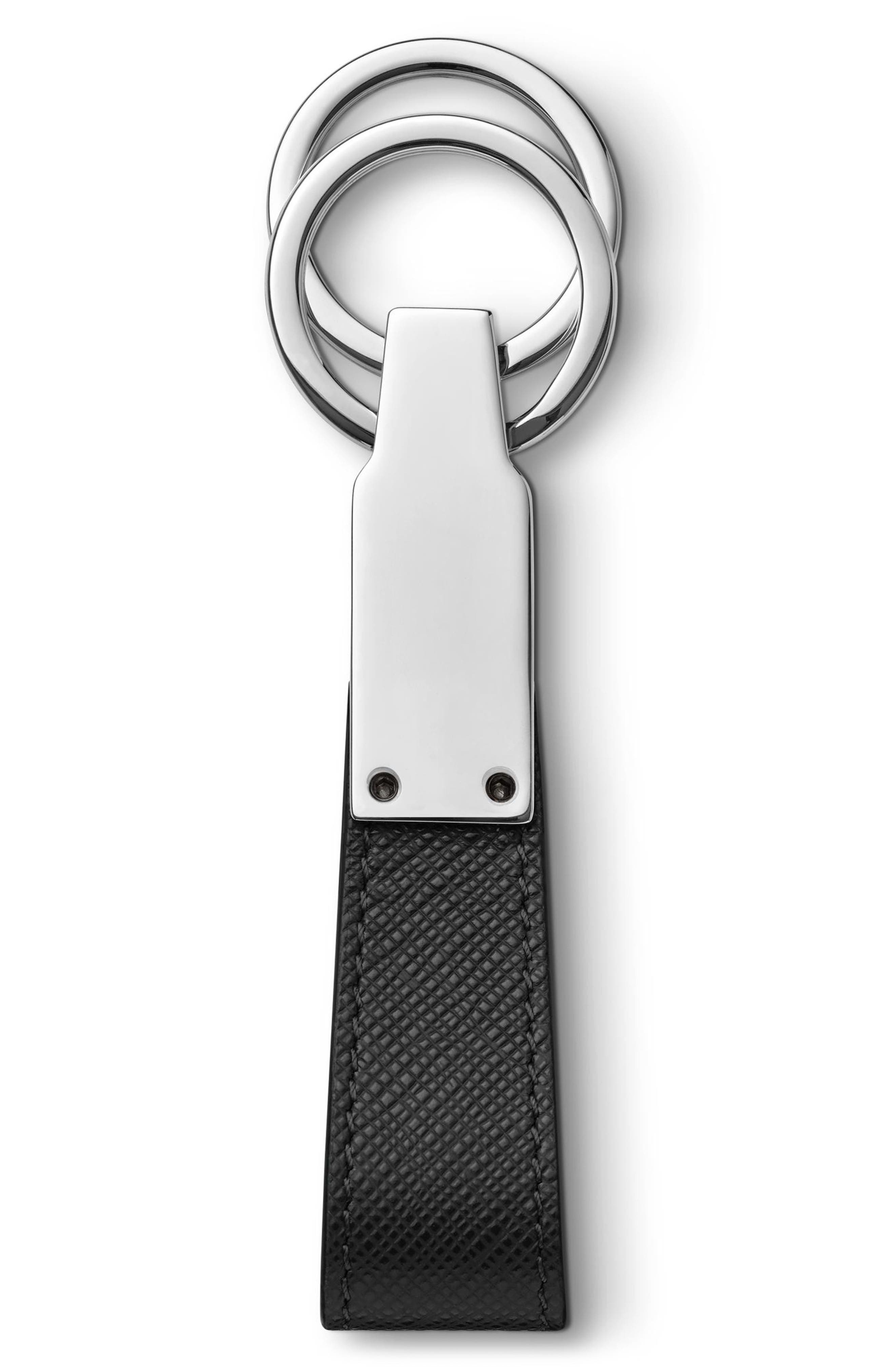 Sartorial Leather Key Fob Loop, Alternate, color, BLACK