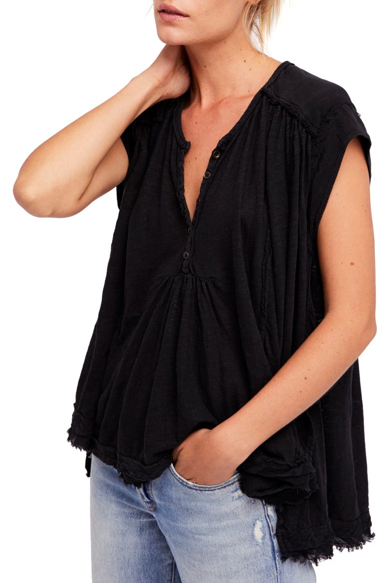 We the Free by Free People Aster Henley Top, Main, color, BLACK