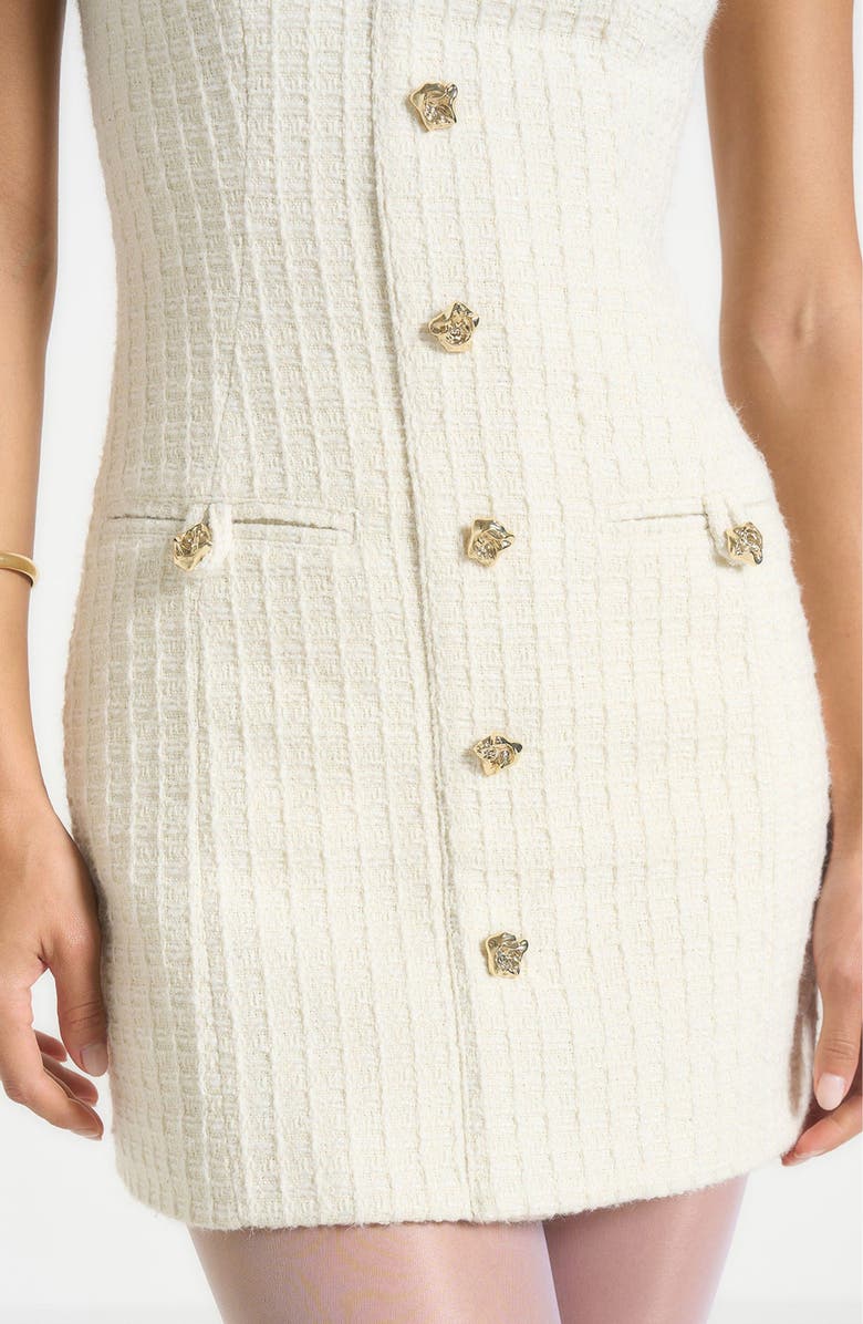 Manière De Voir Nadine Tweed Mini Dress, Alternate, color, Cream