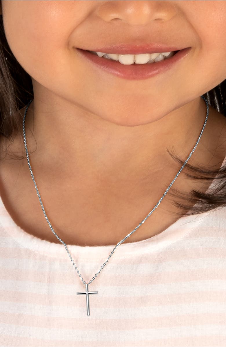 Tiny Blessings 14K Gold Rounded Cross 12-14" Necklace, Alternate, color, 14K White Gold