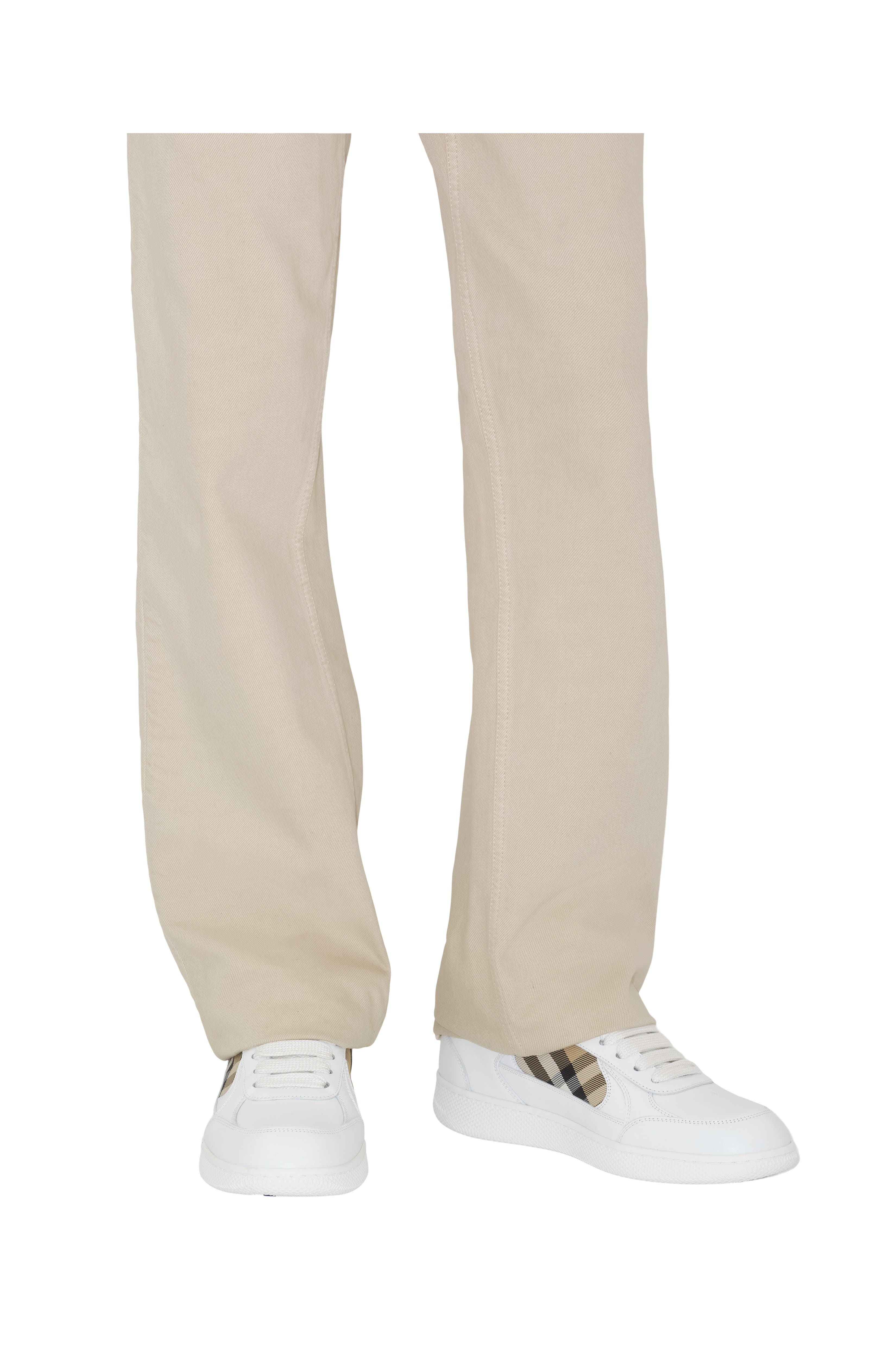 Burberry Leather and Check Terrace Sneakers, Alternate, color, White/Sand