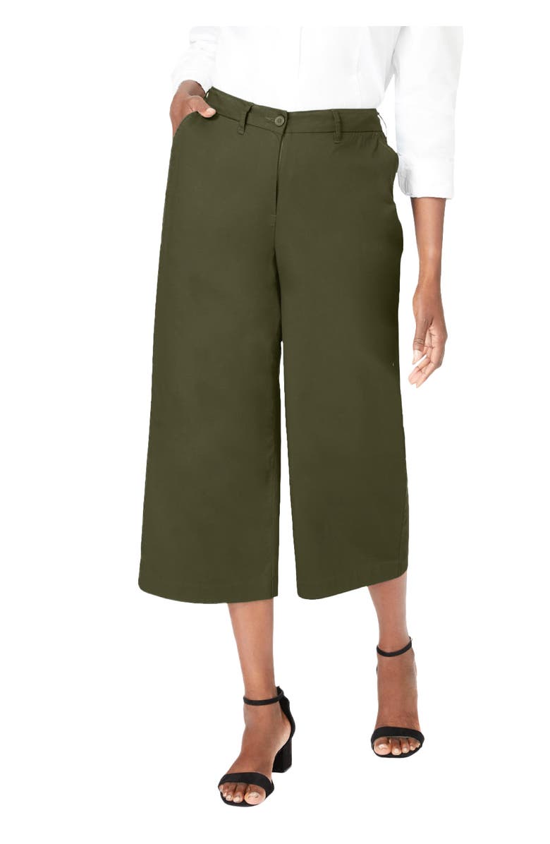 Jessica London Stretch Cotton Chino Wide-Leg Crop, Main, color,