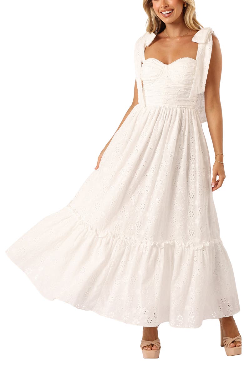 Fiora Eyelet Embroidery Maxi Dress, Main, color, WHITE