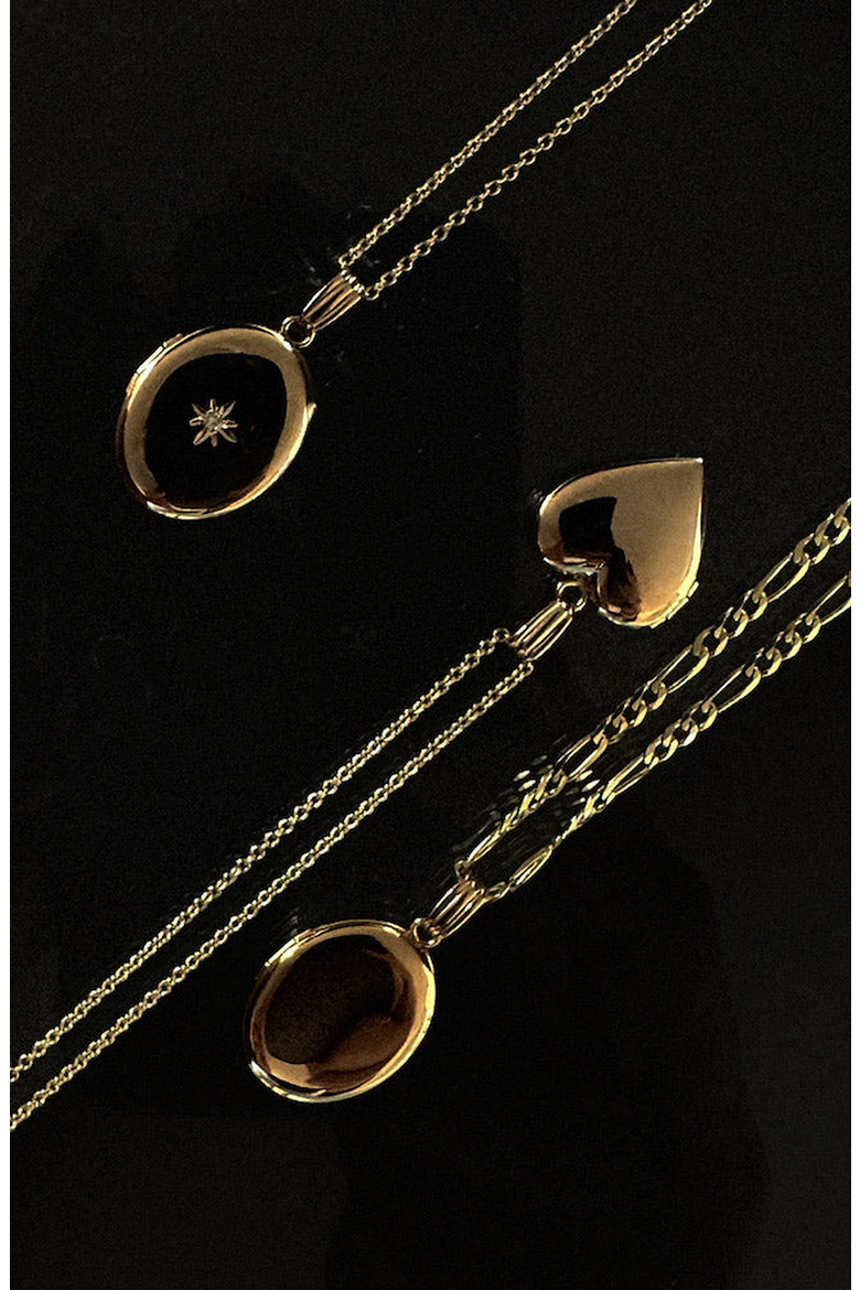 Maison Oval Locket Necklace Diamond, Alternate, color, Gold - Micro Rolo Chain