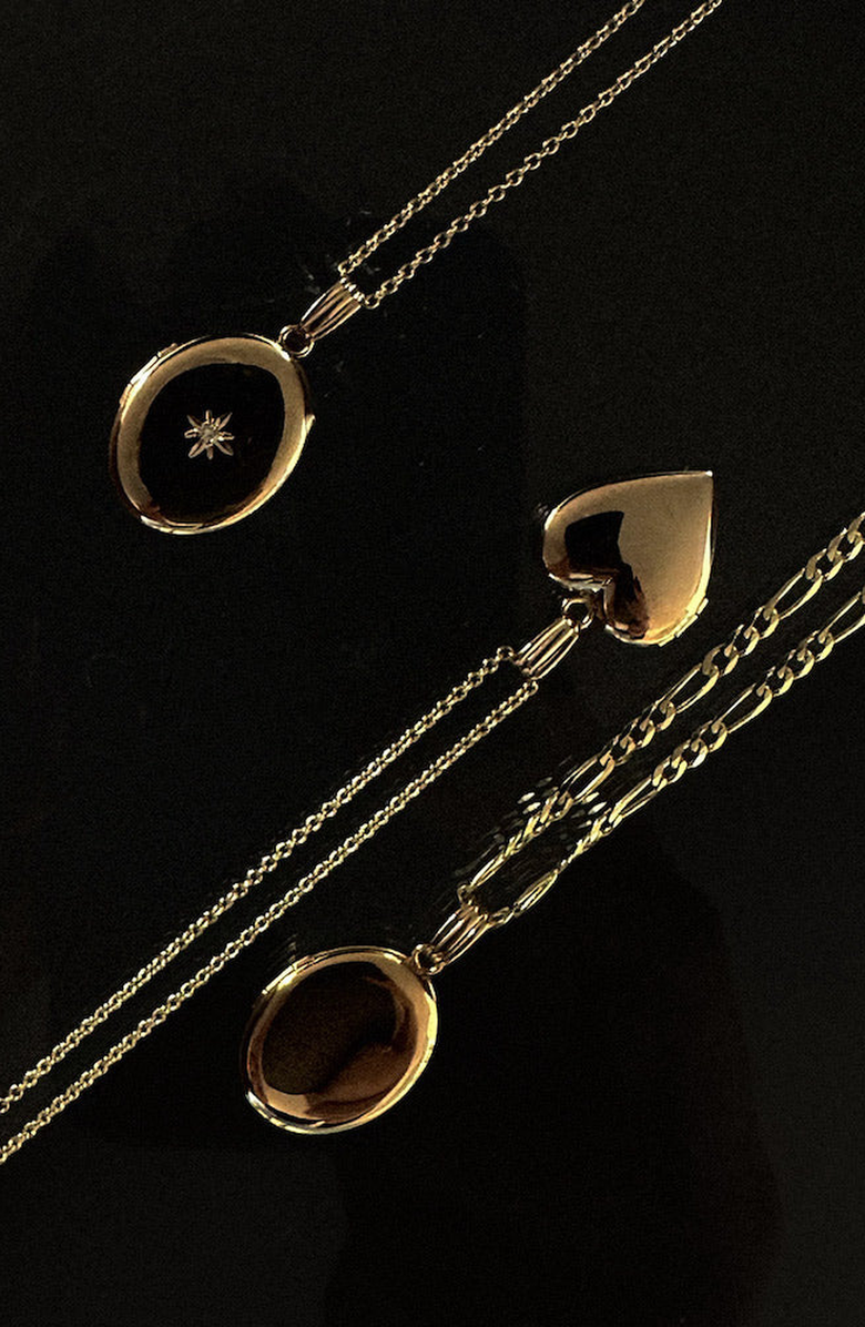 Kinn Maison Oval Locket Necklace Diamond, Alternate, color, Gold - Micro Rolo Chain