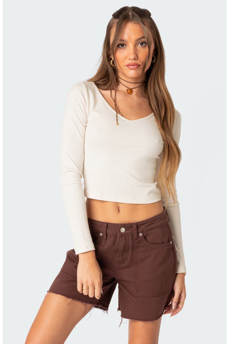 Workwear Ribbed Crop Top, Alternate, color, CREAM