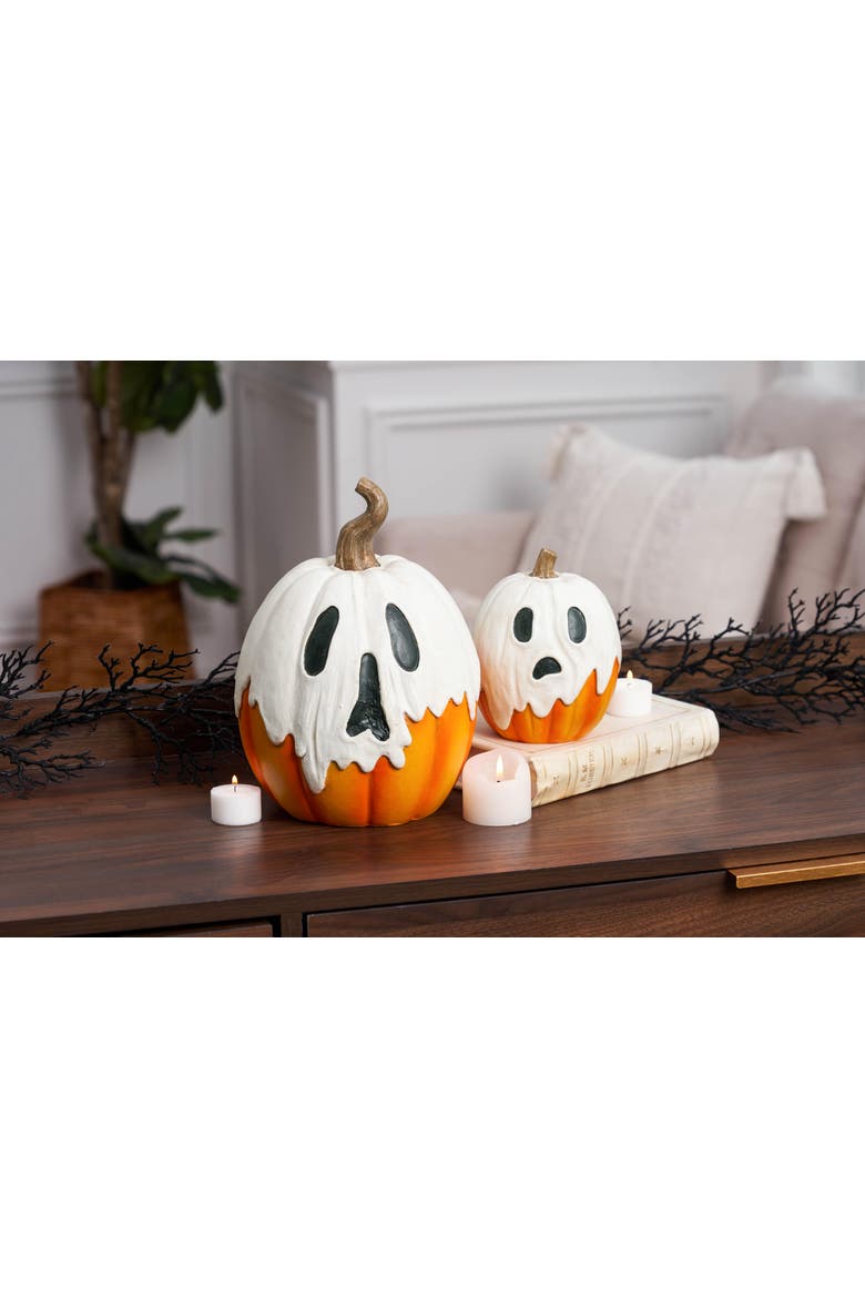 Ghost Pumpkins Set of 2 Halloween Figurines, Alternate, color, Orange