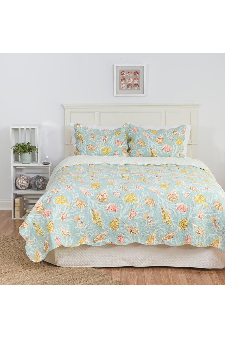 St. Martin Blue Cotton Cotton Quilt Set - Reversible and Machine Washable, Alternate, color, Blue