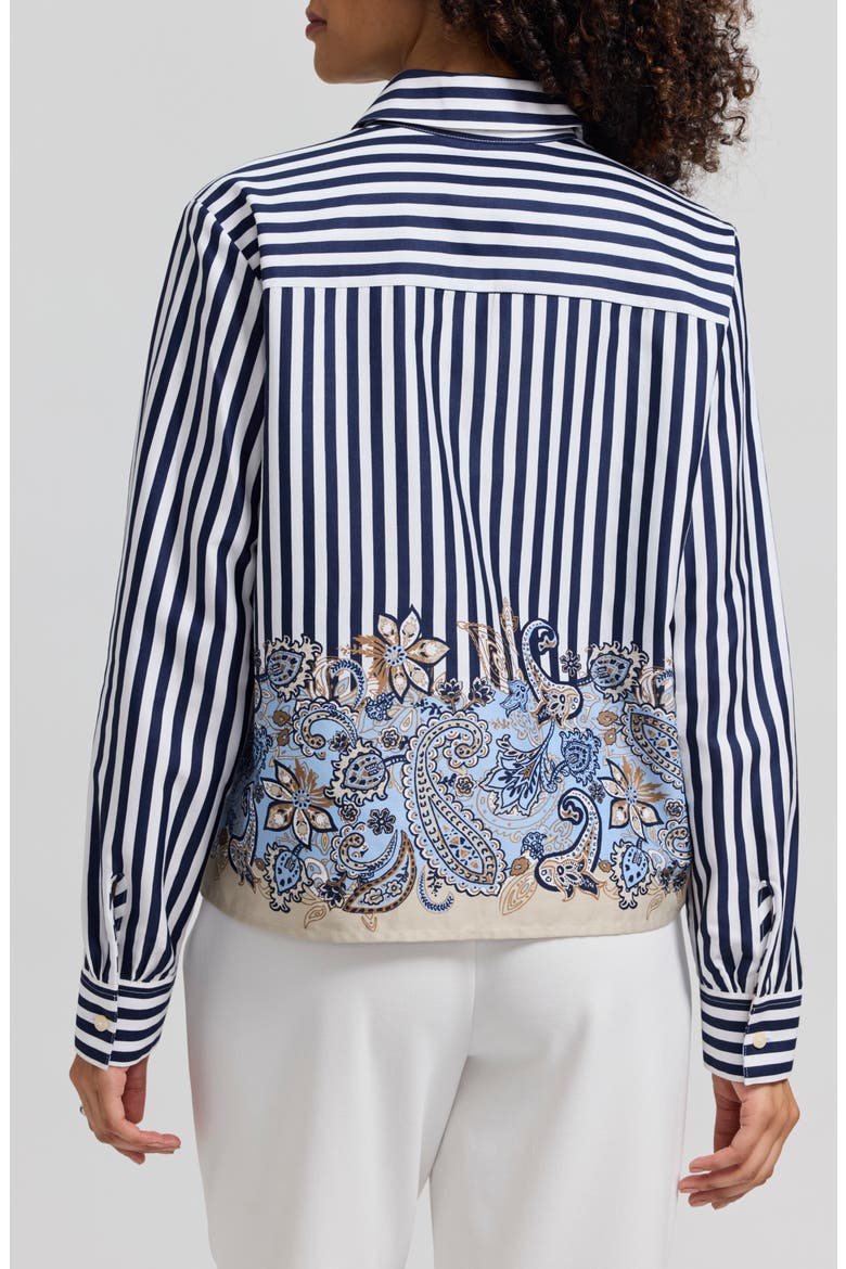 Jodie Stripe & Paisley Print Button Down Blouse, Alternate, color, BLUE MULTI