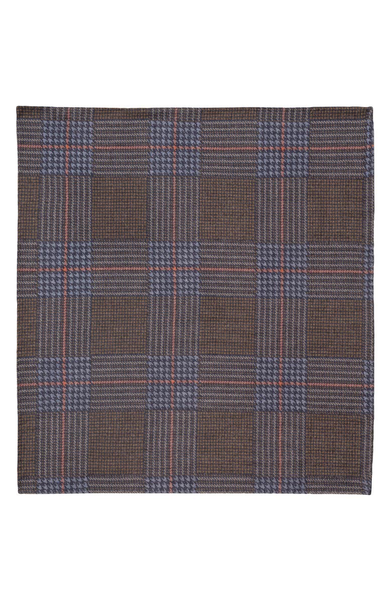 Eton Double Print Wool Pocket Square, Alternate, color, Medium Brown